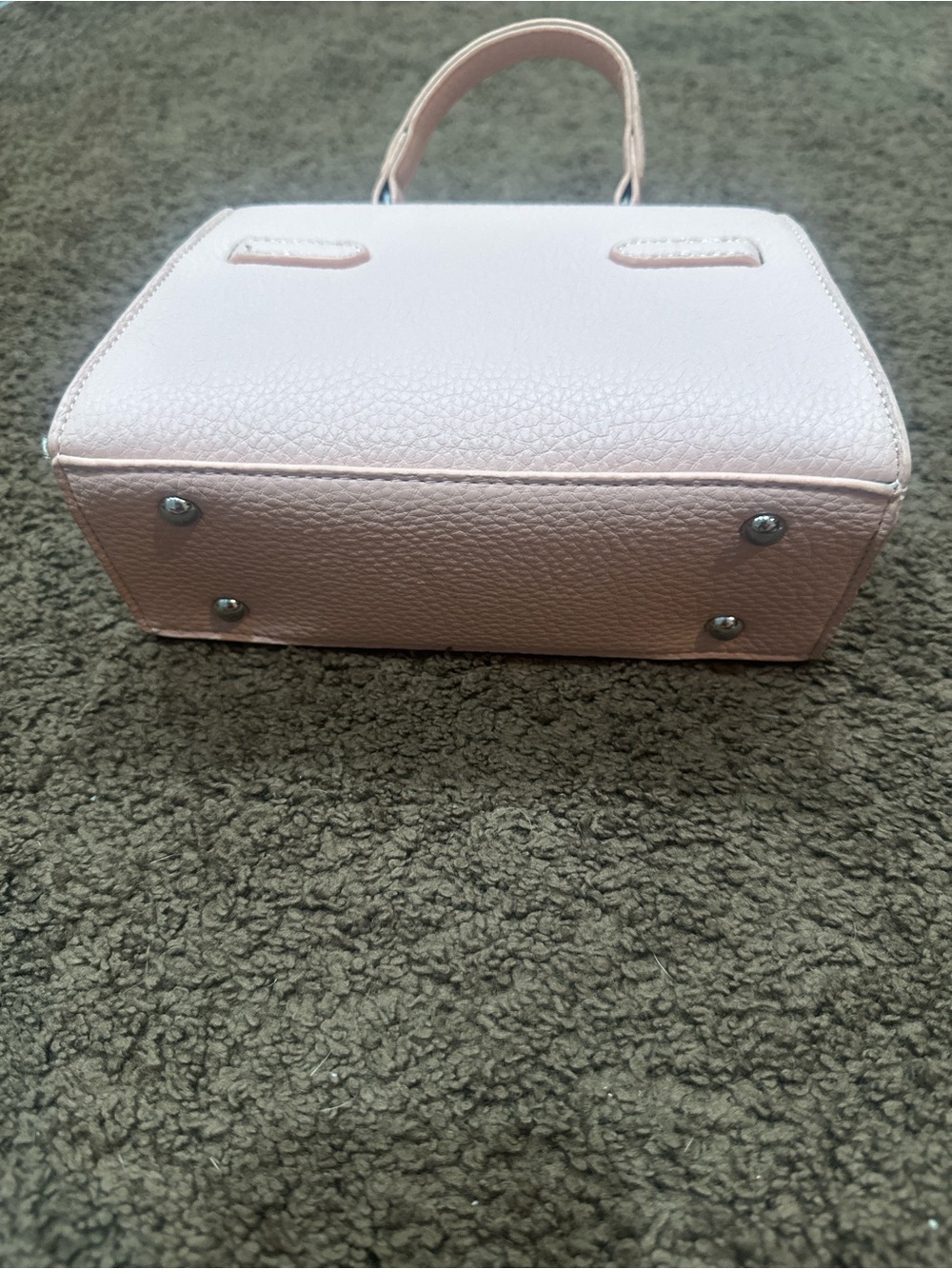 Structured Light Pink Top Handle Satchel with Silver Hardware - Picture 5 of 5